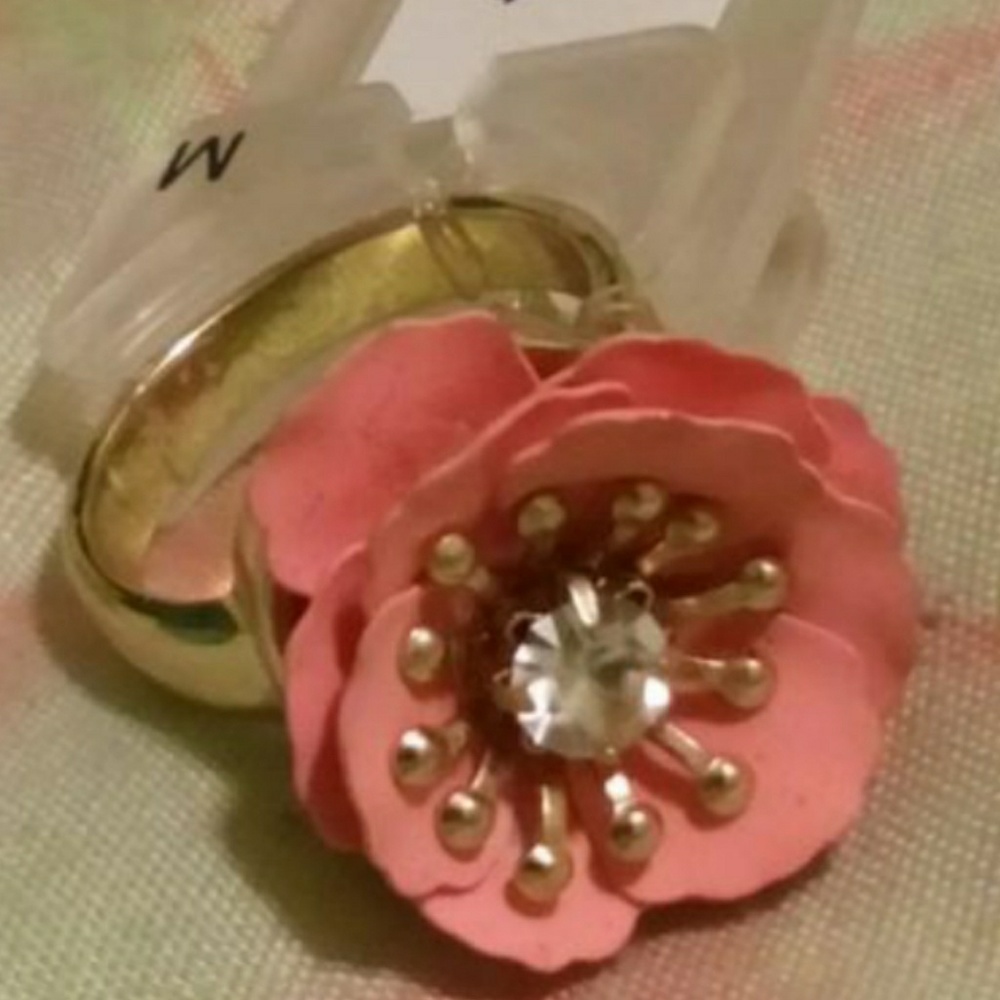 New Pink Flower Ring Size Small